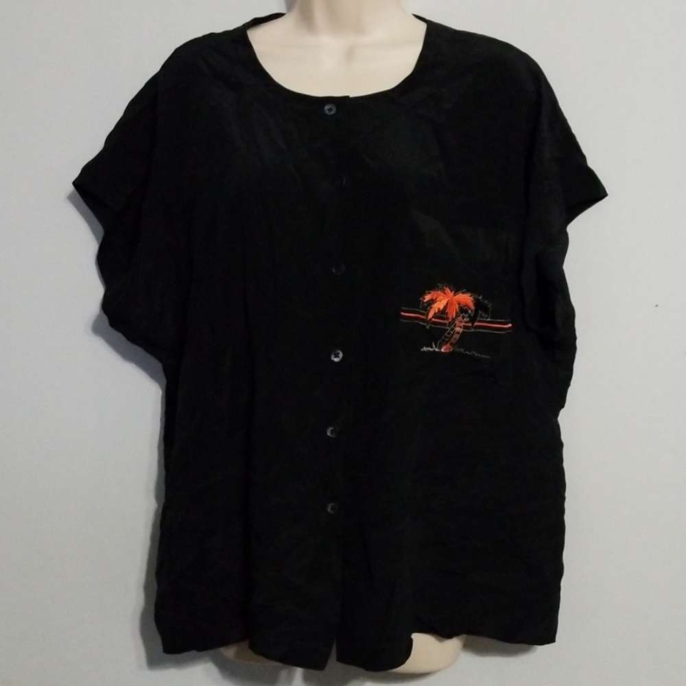 Tocca women's 100% silk black blouse size xl
